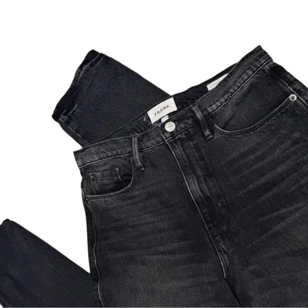 FRAME | le Sylvie Slender Straight in Wilkinson Rips wash Washed Black Jeans 27 - Picture 6 of 7